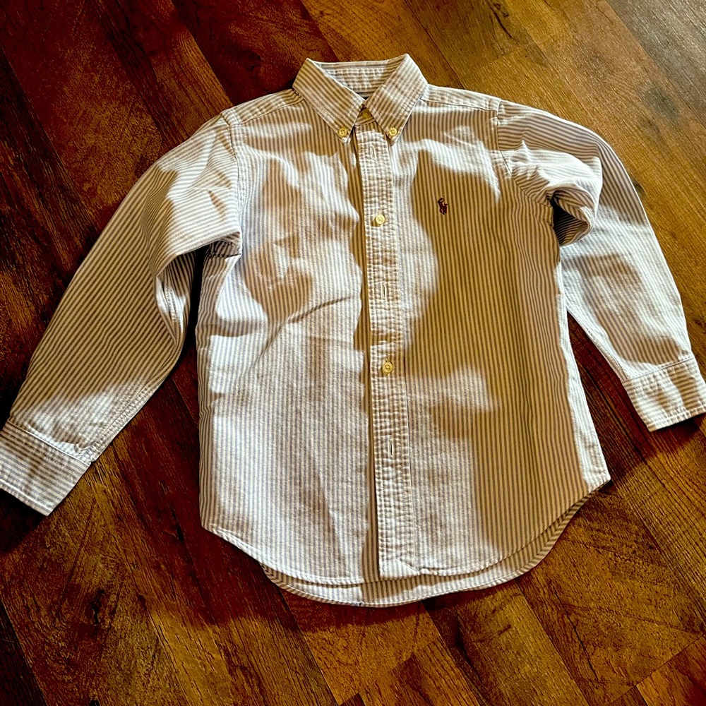 Boys Ralph Lauren blue/white stripe button down